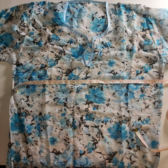 *3/$20* NWOT handmade tunic blue/white floral - Picture 3 of 9
